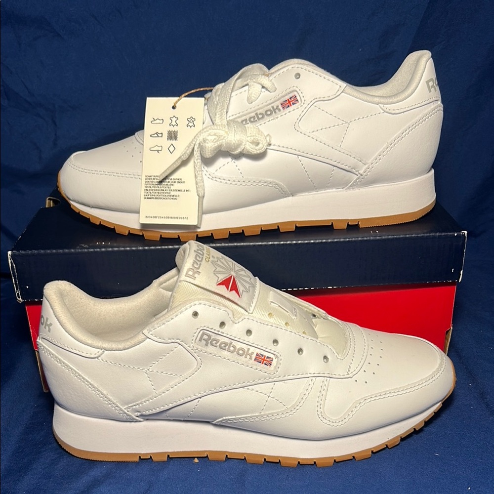 Reebok- Classic Leather, white, running, 8 women QS